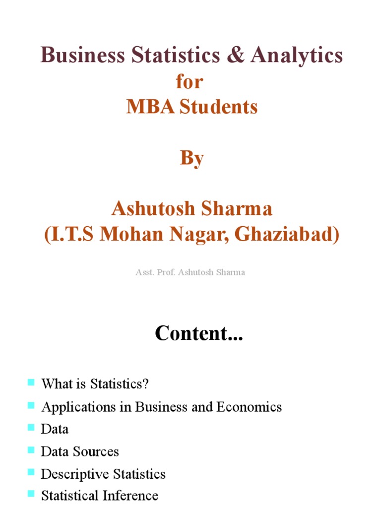 Business Statistics Analytics For Mba Students Pdf Statistics