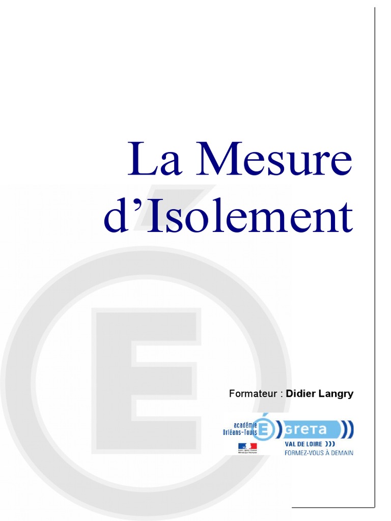 Valeur Minimale De La Resistance D isolement Cours La Mesure D'isolement GRETA | PDF | Électrotechnique | Énergie  électrique