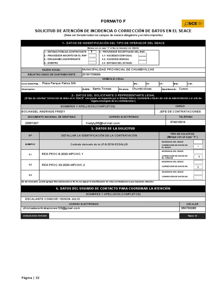 Formato F - Directiva Nro. 003-2020-OSCE-CD | PDF