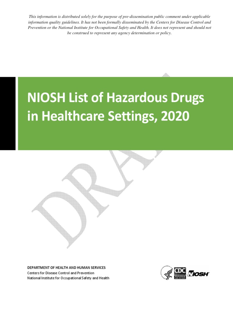 2020 NIOSH Hazardous Drugs List 2020 PDF Chemotherapy Toxicity