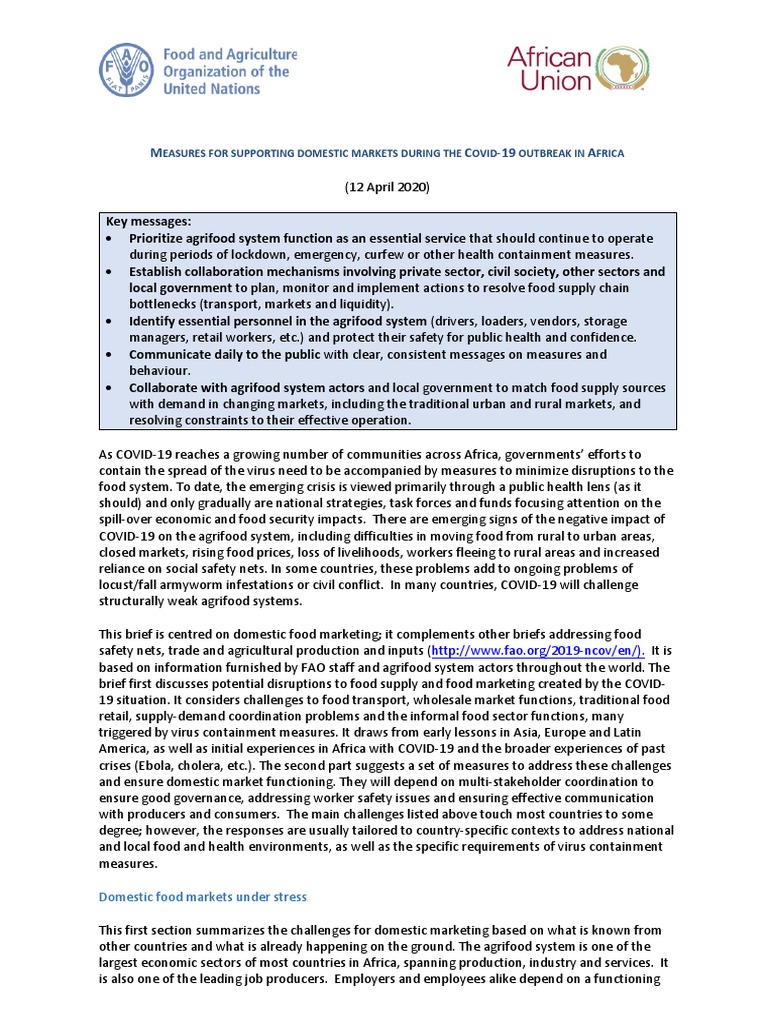 Ensuring Food Security Through Coordinated Domestic Market Support