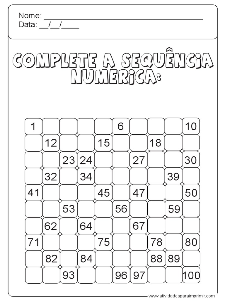 Sequência Numérica 0 A 100 | PDF