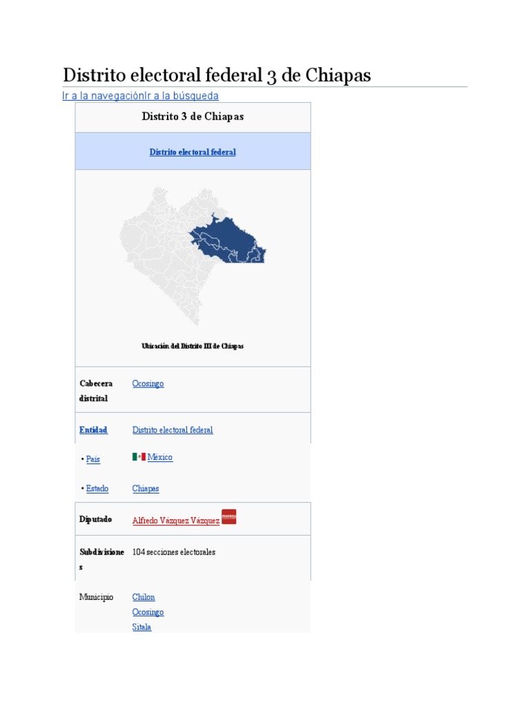Distrito Electoral Federal 3 de Chiapas PDF Politica de mexico