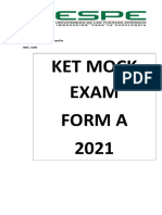 Ket Mock Exam Form A 2021: Name: Tipanguano Samantha NRC: 3106