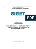 Acuerdo 29-E-2000 Norm. Tec. de Diseño, Seguridad y Operacion de las Instalaciones de Dist. Elect.