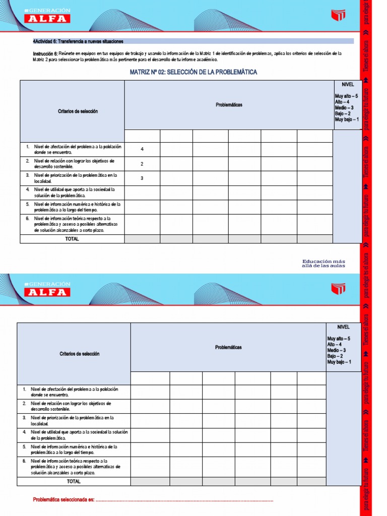 Matriz #02 - Selección de La Problemática | PDF