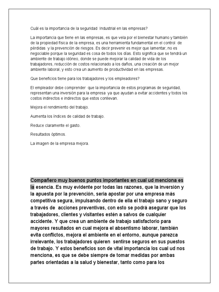 Cuál Es La Importancia De La Seguridad Industrial En Las Empresas Pdf