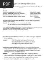 Defining and Non Defining Relative Clauses