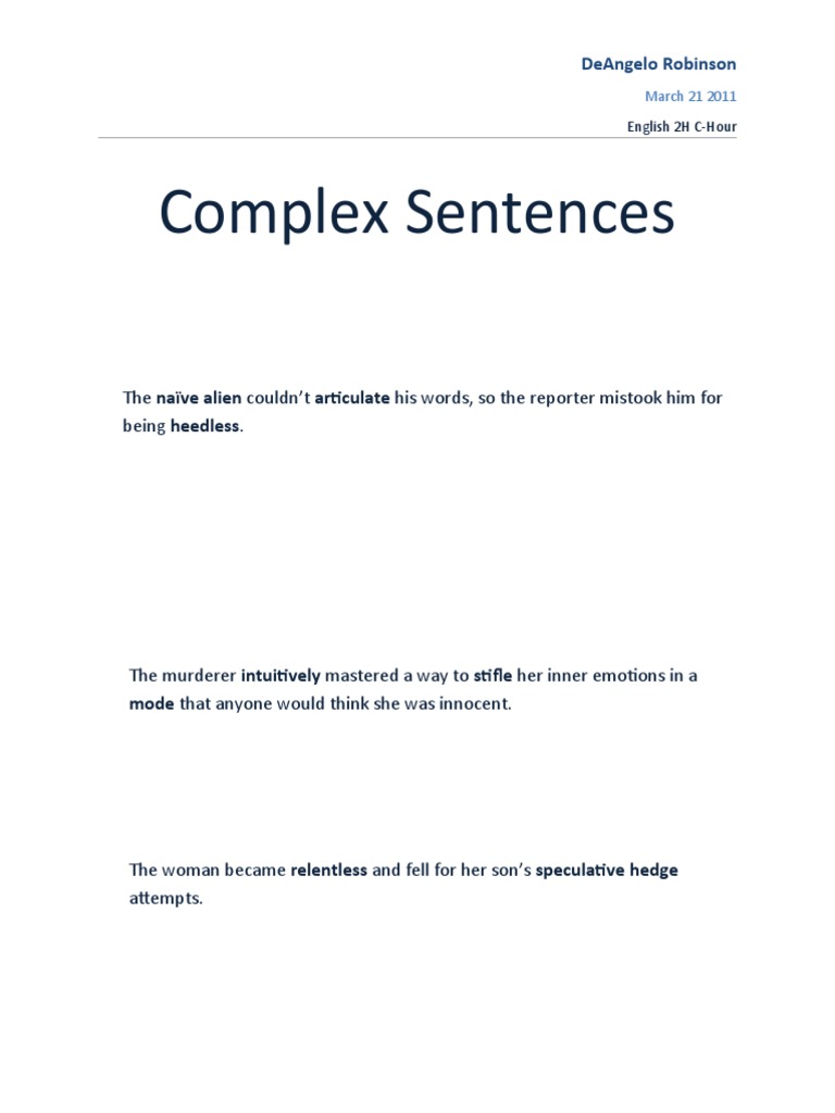 Complex Sentences | PDF