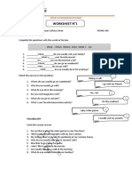 Worksheet N°1: What - When - Where - Who - What S - Do