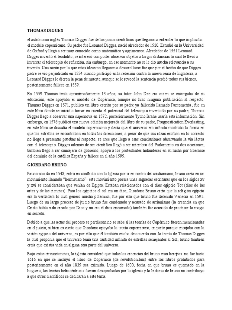 Leonard Digges, Giordano Bruno y Williamm Gilbert | PDF | Imán | Magnetismo