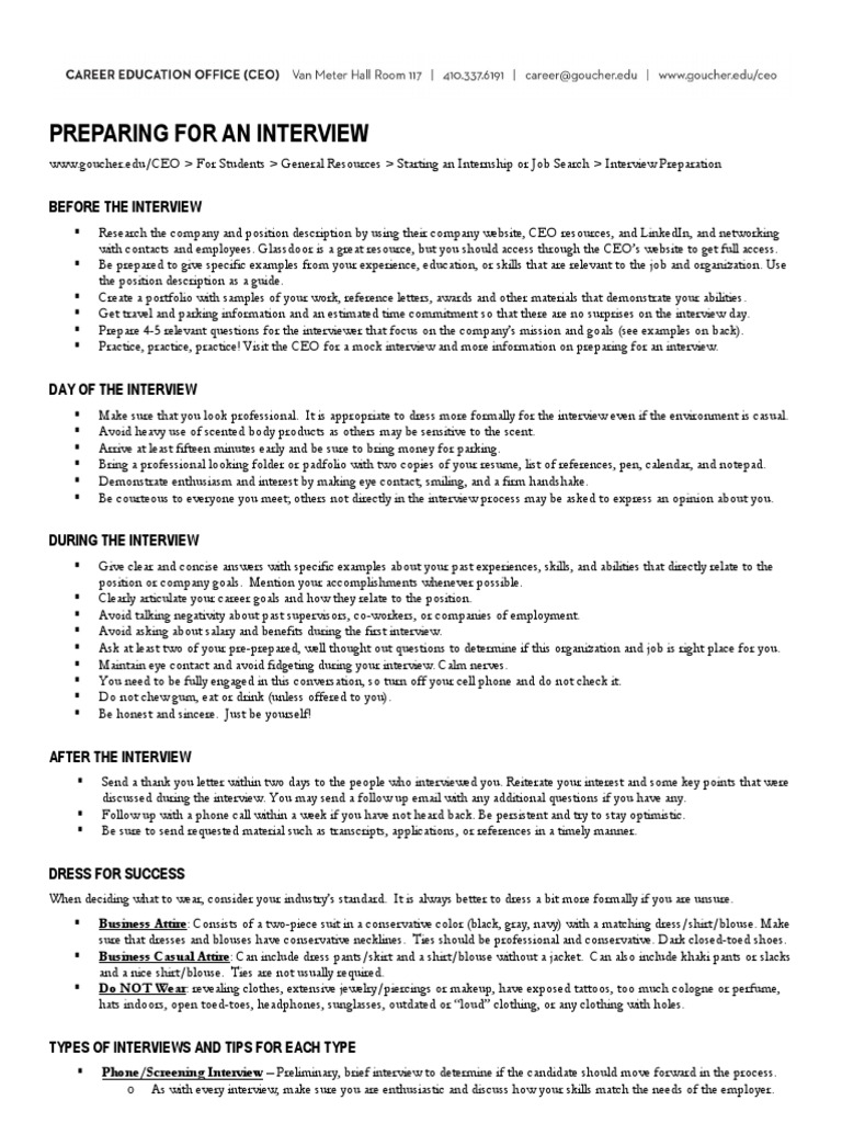 Interview Preparation Guide for Students | PDF | Interview | Résumé
