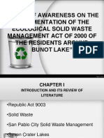 Quintana Level of Awareness On The Implementation of The Ecological Solid Waste