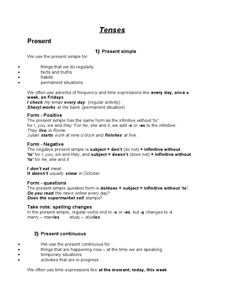 English Tenses Guide | PDF | Verb | Language Mechanics