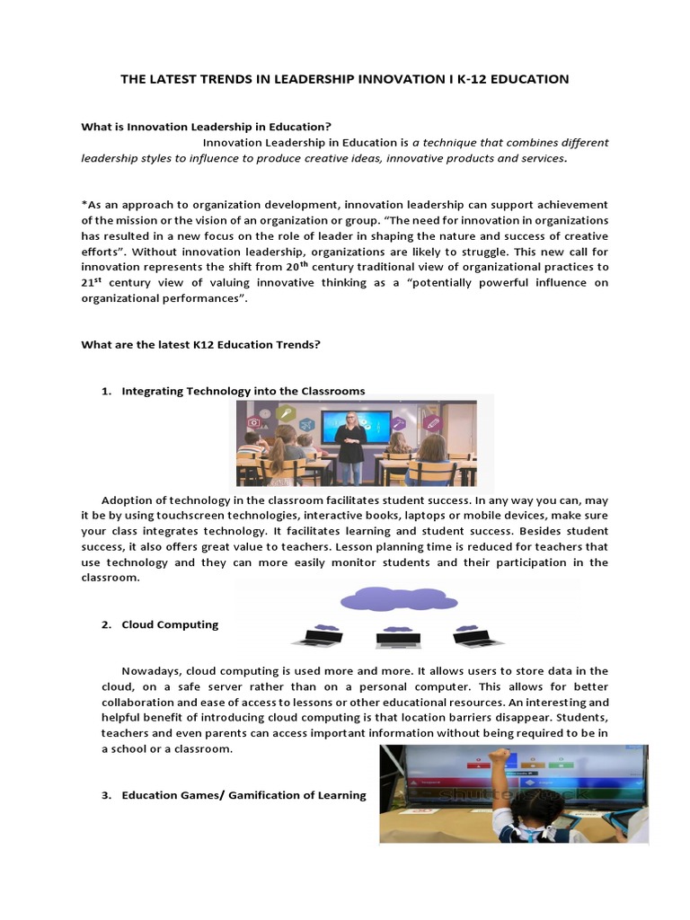 The Latest Trends in Leadership Innovation I K-12 Education | PDF ...