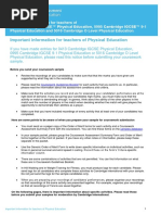 Physical Education 0413 - Preparation of Coursework Samples Information