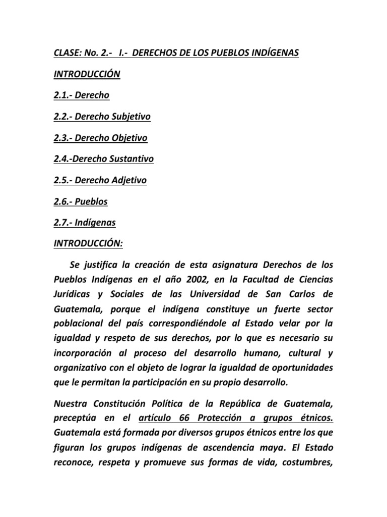 CLASE No 2 DERECHOS DE LOS PUEBLOS INDÍGENAS | PDF | Derecho penal ...