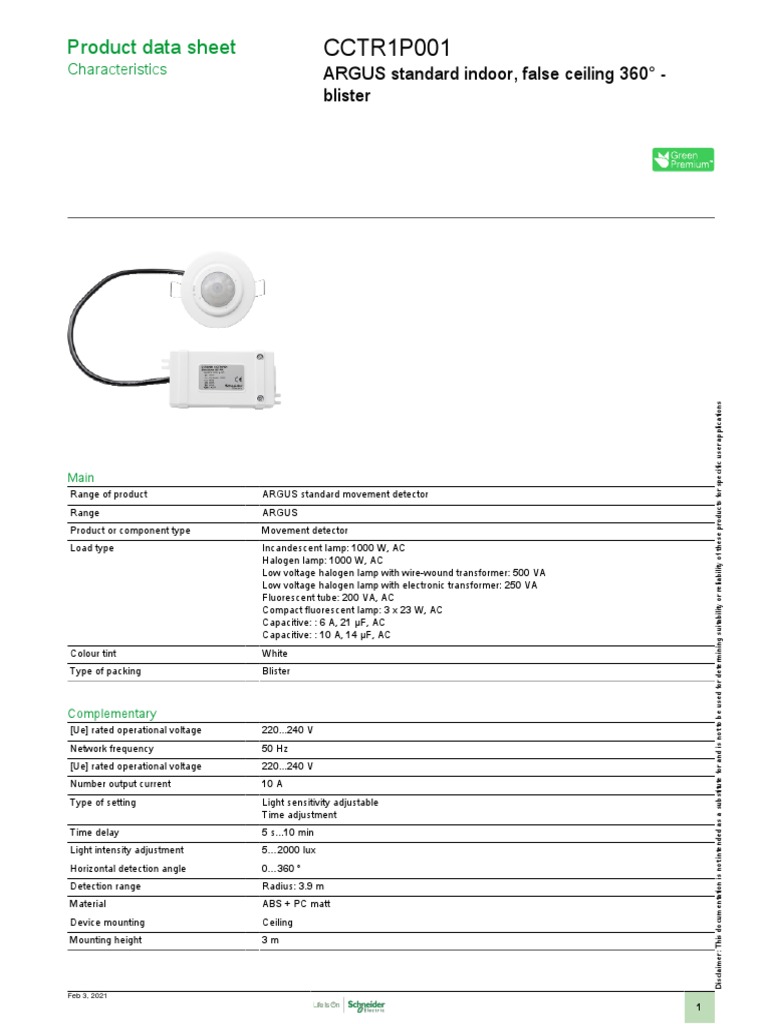 ARGUS CCTR1P001 Movement Detector Data | PDF | Alternating Current ...