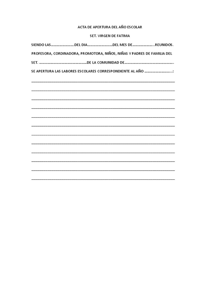 Acta de Apertura Año Escolar 2023 | PDF | Crecimiento personal y ...
