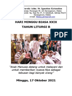 HARI MINGGU BIASA XXIX - 17 Okt 2021