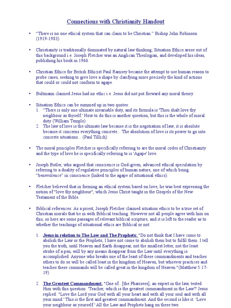 Christian Connections With Situation Ethics Jesus - 