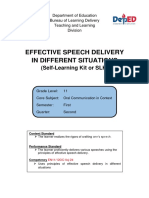 Effective Speech Delivery in Different Situations: (Self-Learning Kit or SLK)