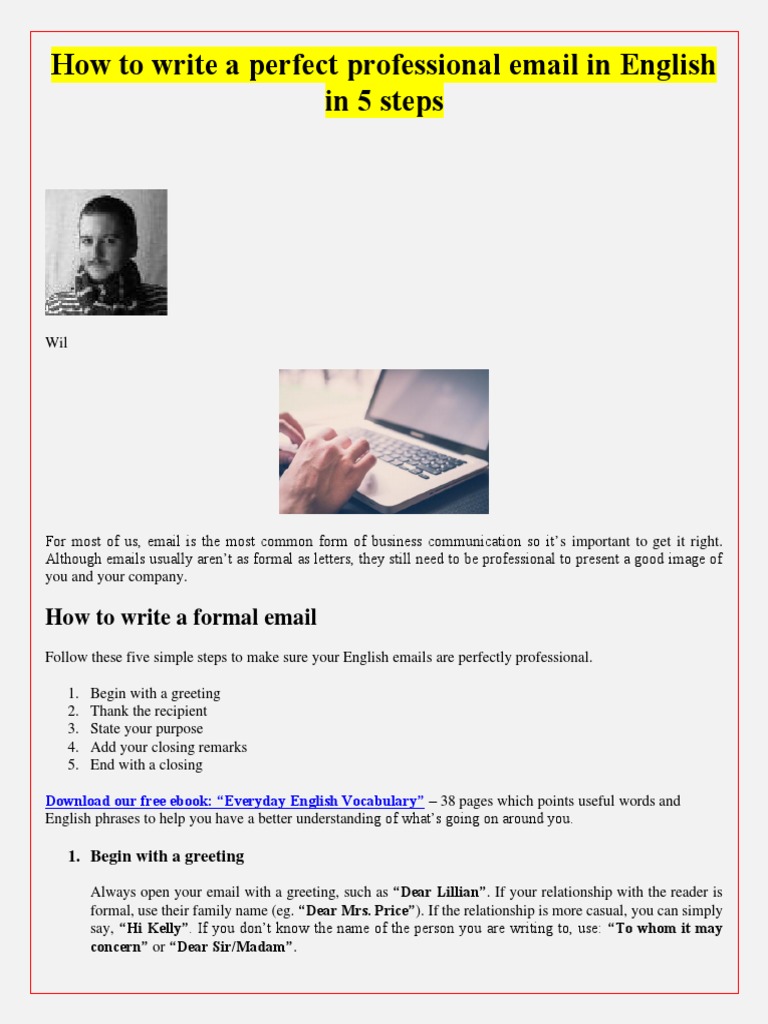 How To Write A Perfect Professional Email In English In 5 Steps