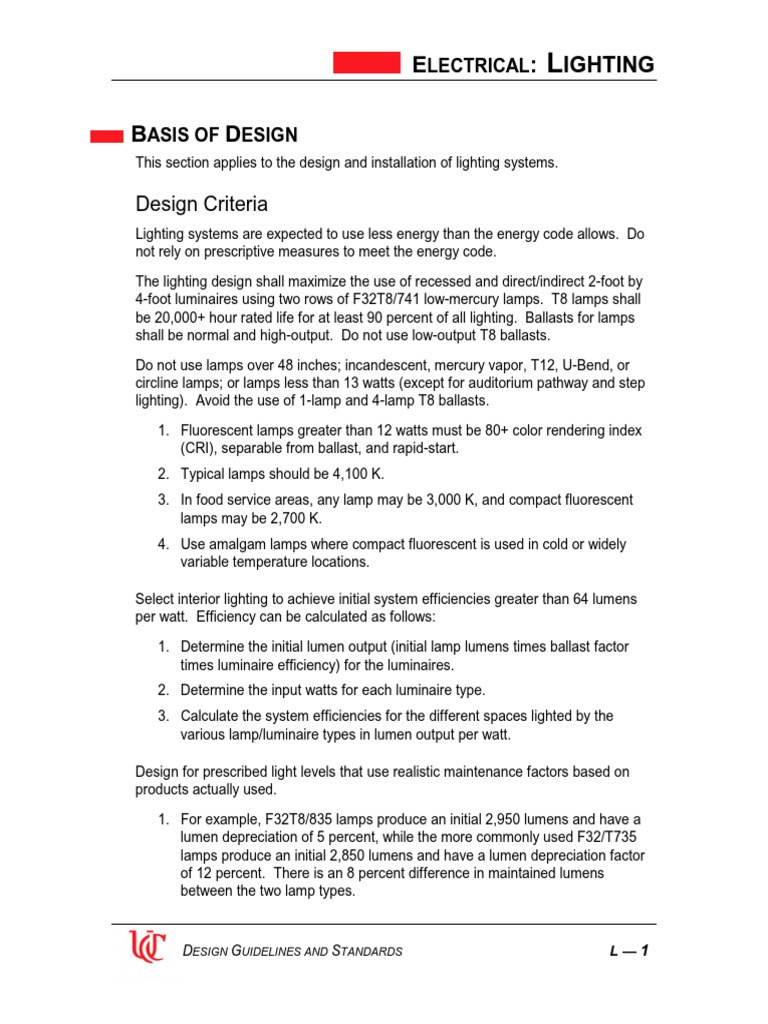 Lighting Design Guidelines and Standards for University Spaces PDF