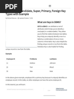 DBMS Keys - Candidate, Super, Primary, Foreign Key Types With Example