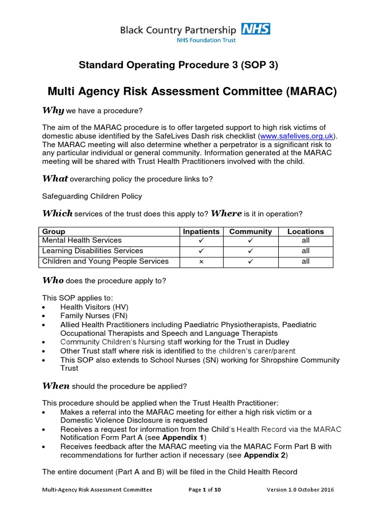 Safeguarding Children SOP 03 Multi Agency Risk Assessment Committee