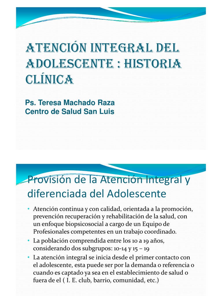 Atencion Integral Adolecente | PDF | Adolescencia | Índice de masa corporal