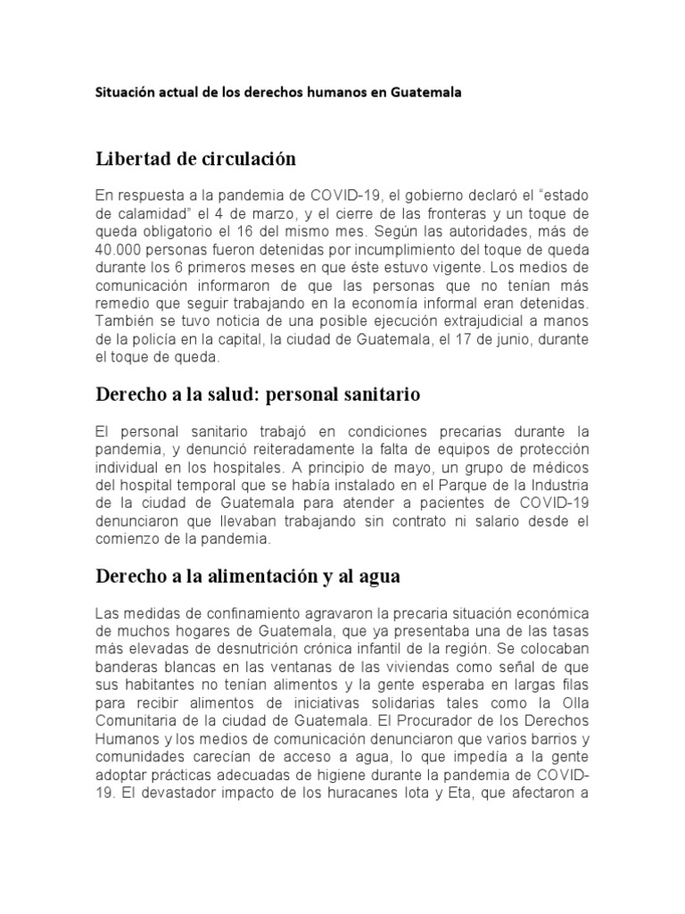 Situación Actual de Los Derechos Humanos en Guatemala | PDF | Guatemala ...