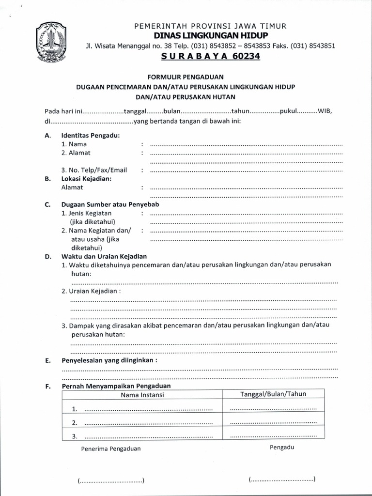 Form Pengaduan | PDF