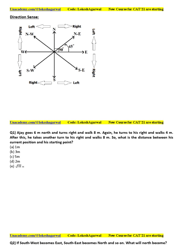 Direction Sense | PDF