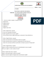 CORREÇÃO-Atividade Extraclasse - Geografia - 7º Ano-22 A 26 de Novembro