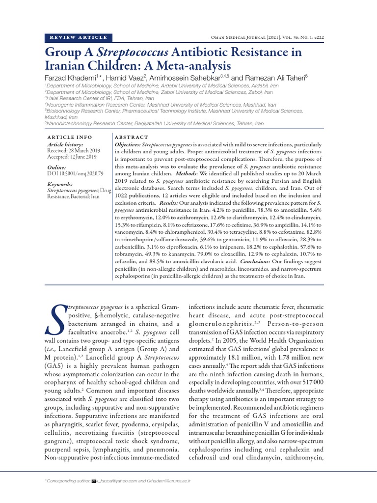 Group A Streptococcus Antibiotic Resistance | PDF | Streptococcus ...