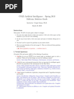 CS325 Artificial Intelligence - Spring 2013 Midterm Solution Guide