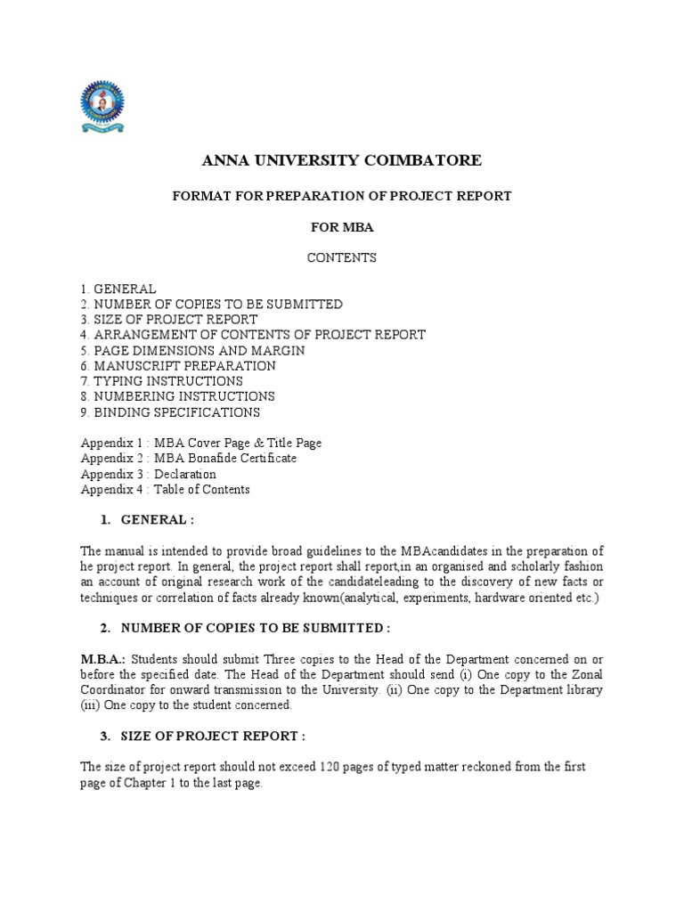 MBA Project Report Preparation Guide | PDF | Sampling (Statistics ...