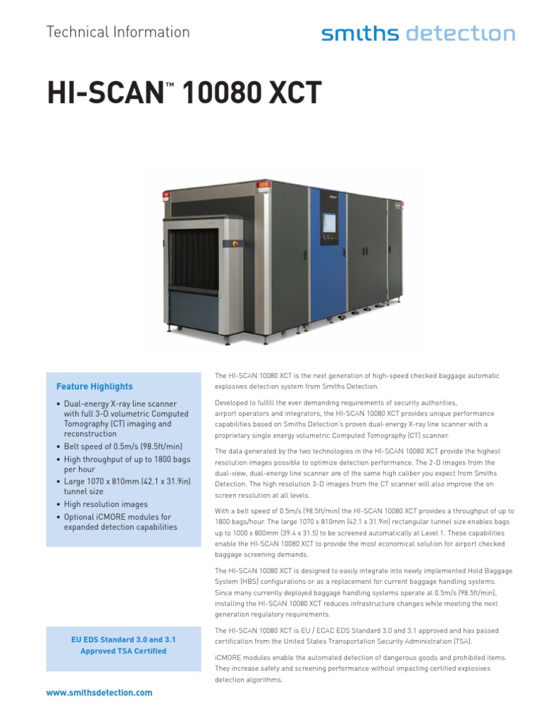 Hi-Scan 10080 XCT: Technical Information | PDF | Ct Scan