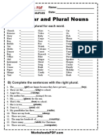 Singular and Plural Nouns: A) Write The Right Plural For Each Word