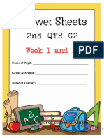 ANSWER SHEETS WEEK 1 2 Complete All Subjects
