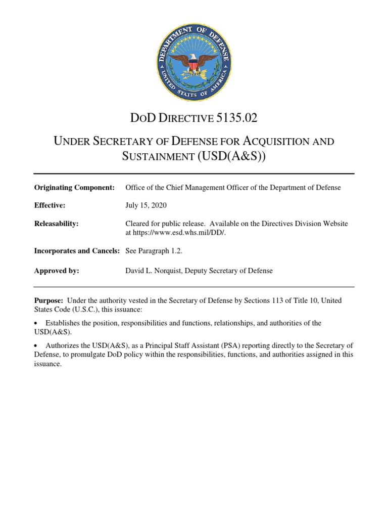 DOD Directive 5135.02 Overview | PDF | United States Department Of ...