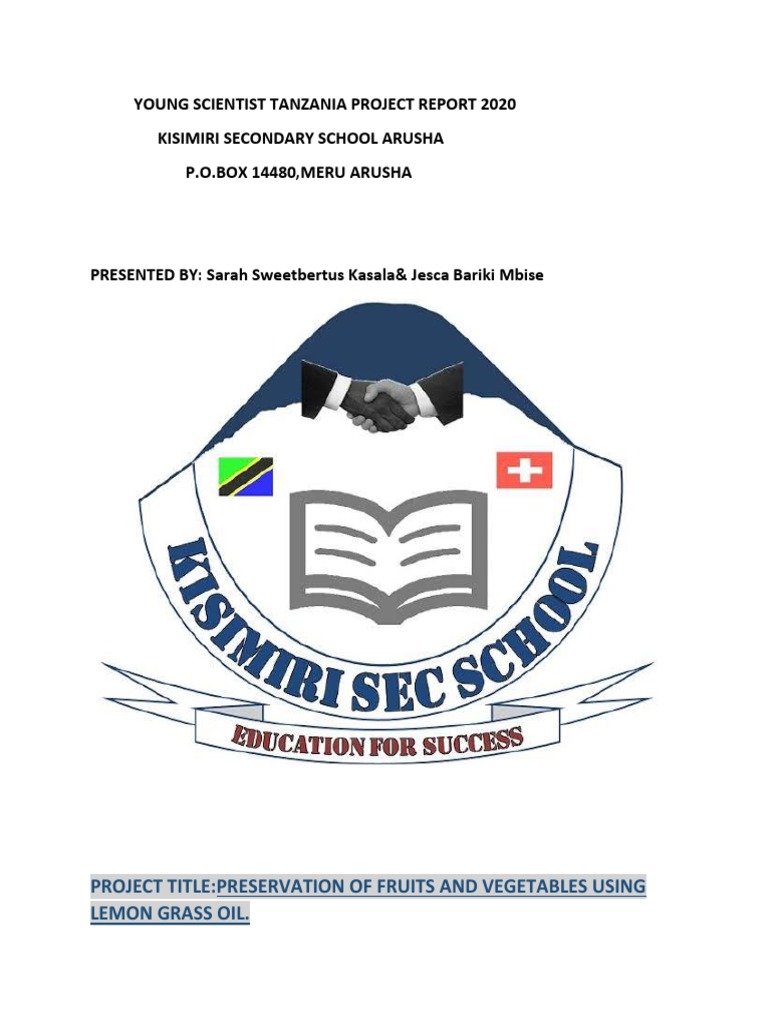 Young Scientist Tanzania Project Report 2020 Kisimiri Secondary School 