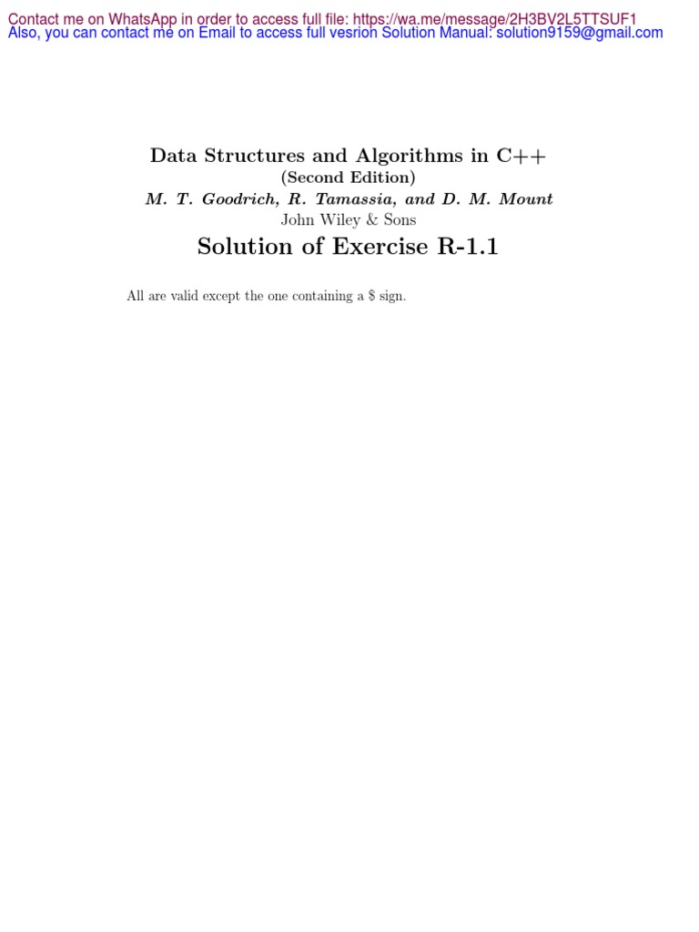 Sample For Solution Manual Data Structures and Algorithms in C++ 2nd ...