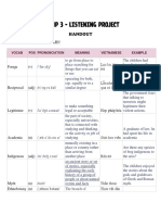 Group 3 - Listening Project: Handout Vocabulary