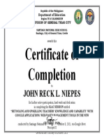 Certificate of Completion: John Reck L. Niepes