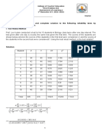 Direction: Show Your Clear and Complete Solution To The Following Reliability Tests by Completing The Attached Tables. I. Test Retest Method