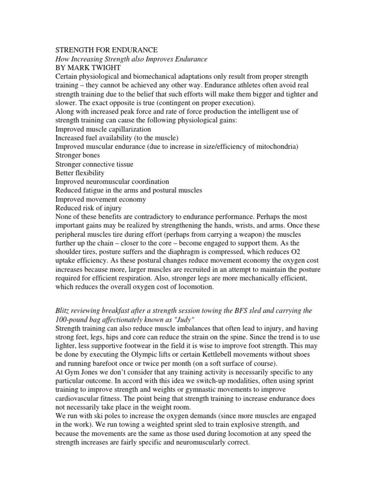 Strength For Endurance PDF Strength Training Muscle
