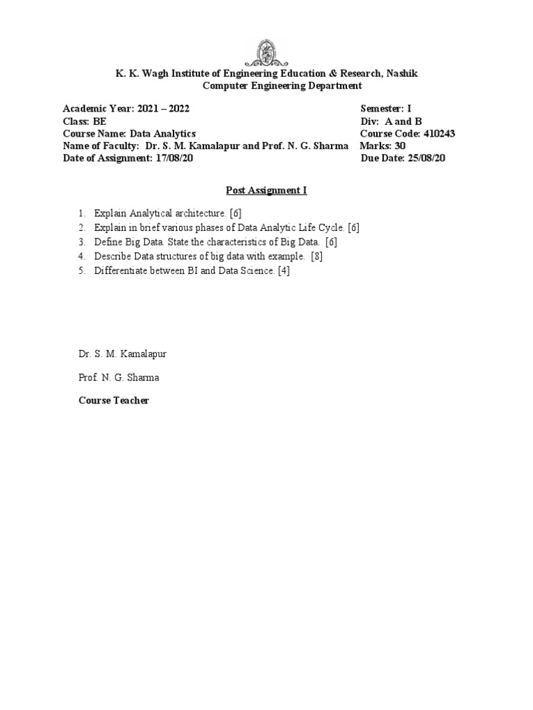 DA - Unit 1 Assignment - A and B Post Ass | PDF