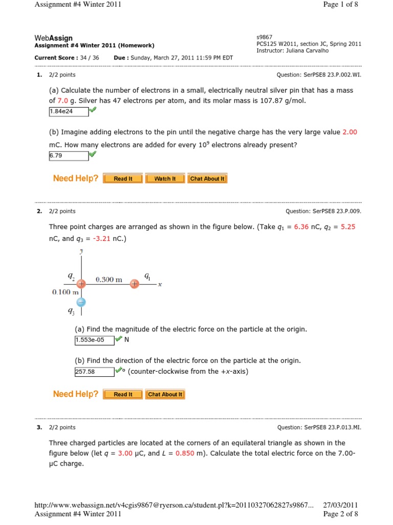 Winter 2011 Physics Assignment #4 | PDF | Acceleration | Velocity